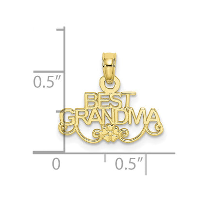 10K BEST GRANDMA With Flower Pendant