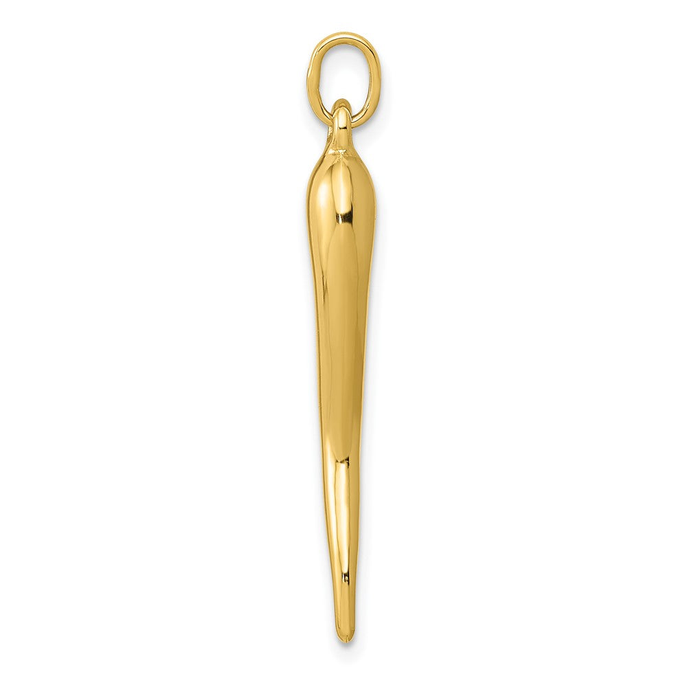 10k Large 3-D Italian Horn Charm