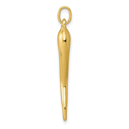 10k Large 3-D Italian Horn Charm