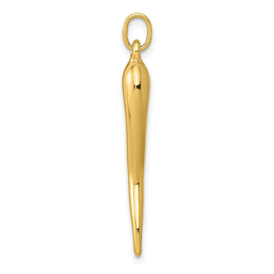 10k Large 3-D Italian Horn Charm