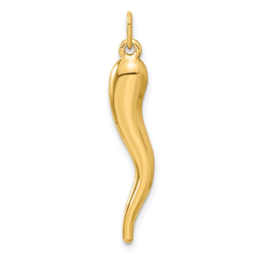 10k Large 3-D Italian Horn Charm