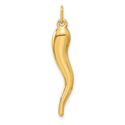 10k Large 3-D Italian Horn Charm