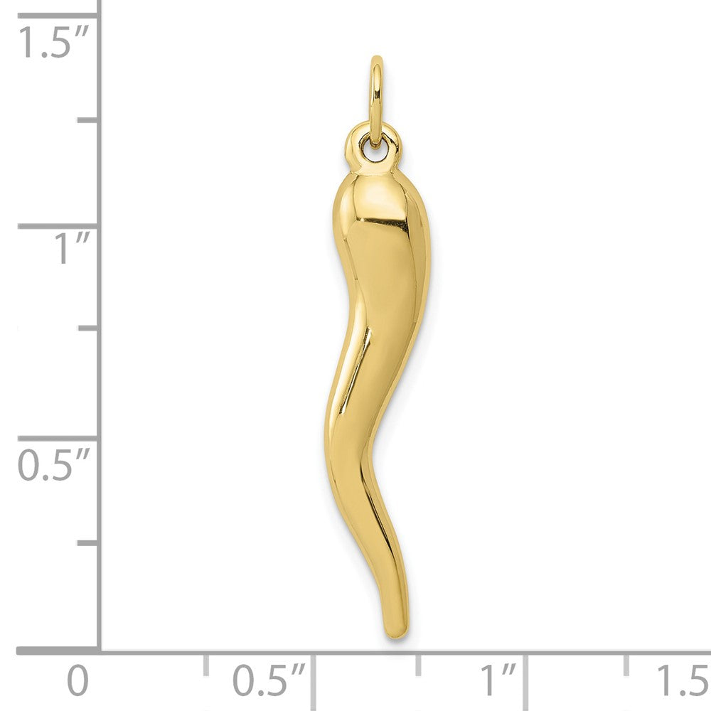 10k Large 3-D Italian Horn Charm