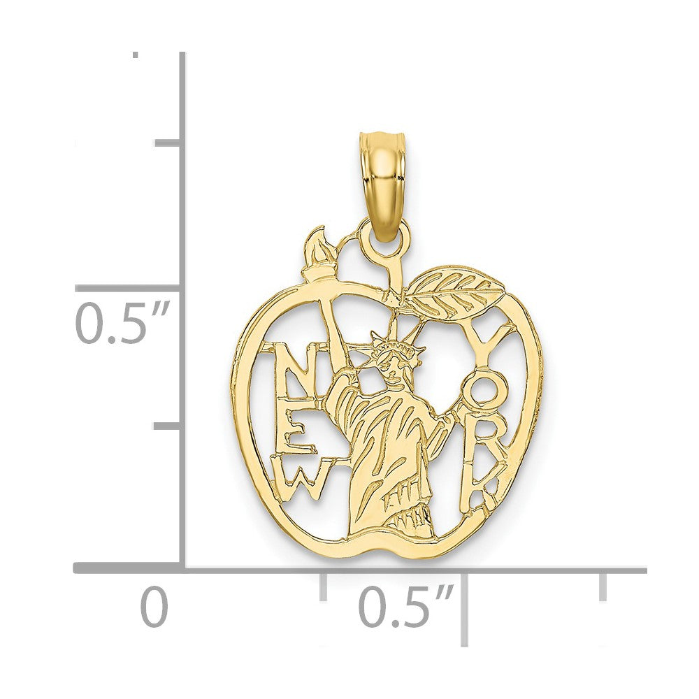 10k Cut-out NEW YORK with Statue of Liberty in Apple Charm
