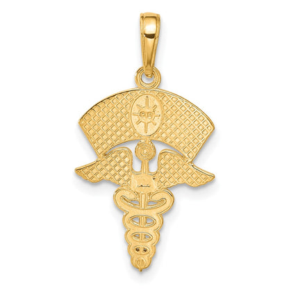 10k Caduceus with Nurses Cap Pendant