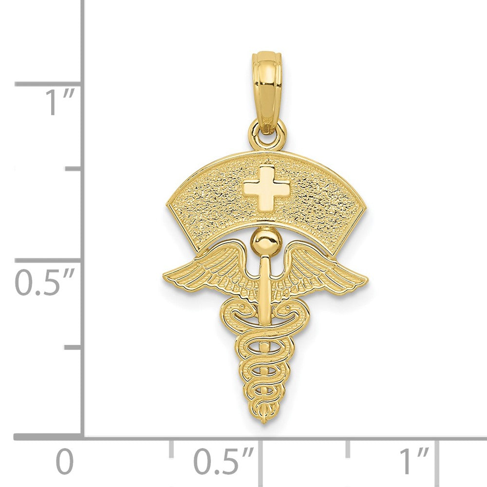 10k Caduceus with Nurses Cap Pendant