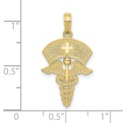 10k Caduceus with Nurses Cap Pendant