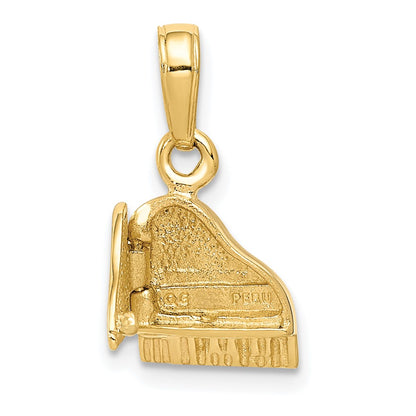 10k 3-D Lid Opens Grand Piano Pendant