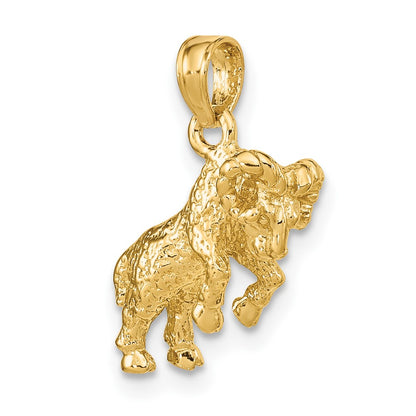 10K 3-D Aries Zodiac Pendant