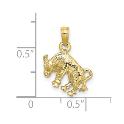 10K 3-D Taurus Zodiac Pendant
