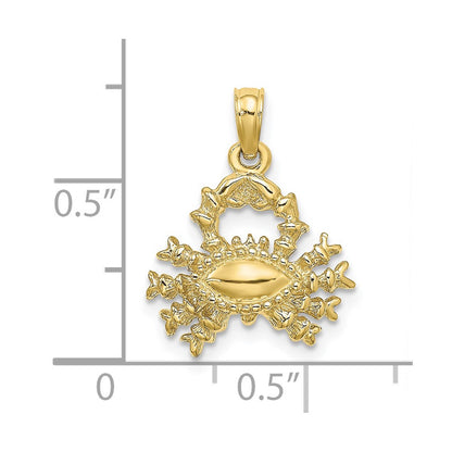 10K 3-D Cancer Zodiac Pendant