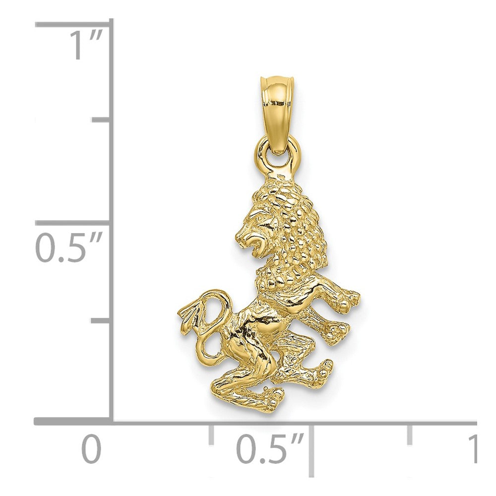10K 3-D Leo Zodiac Pendant
