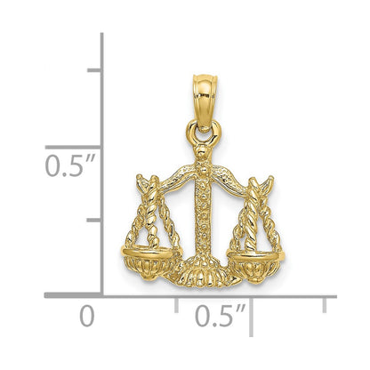 10K 3-D Libra Zodiac Pendant