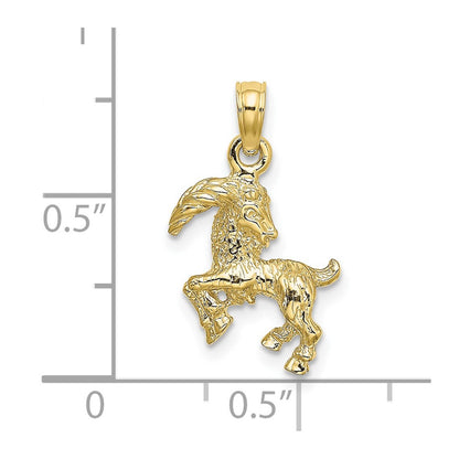 10K 3-D Capricorn Zodiac Pendant