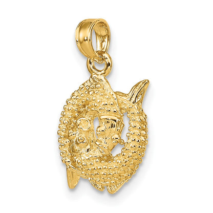 10K 3-D Pisces Zodiac Pendant