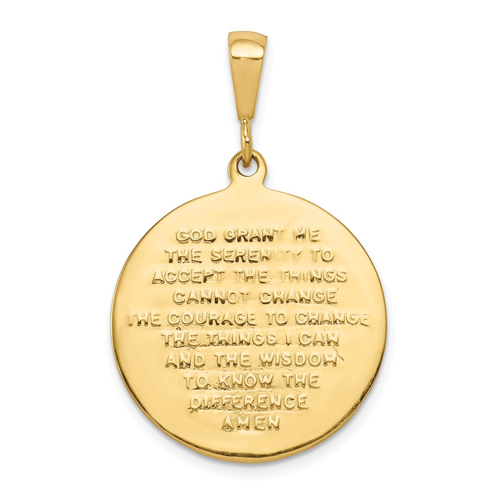 10k Praying Hands Reversible with Serenity Prayer Round Pendant