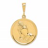 10k Praying Hands Reversible with Serenity Prayer Round Pendant