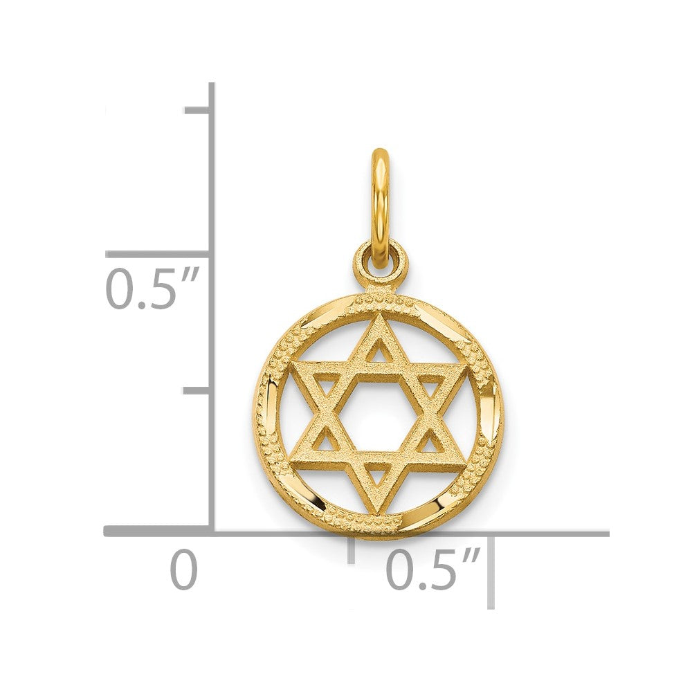 10K Star Of David in Circle Charm