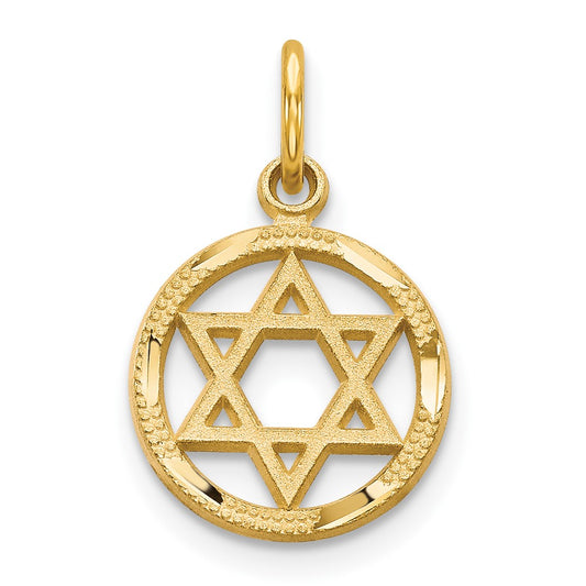 10K Star Of David in Circle Charm