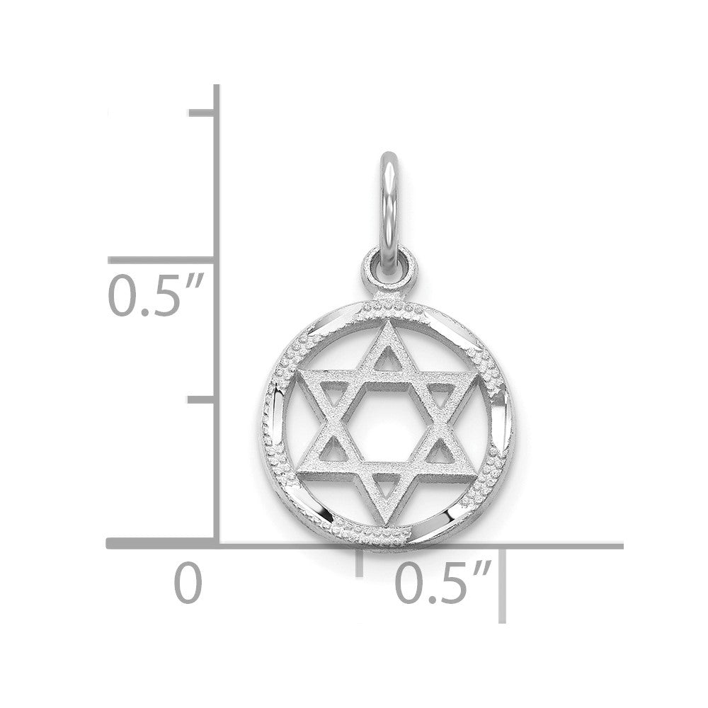 10K White Gold Star Of David in Circle Charm
