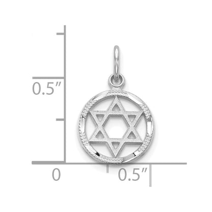 10K White Gold Star Of David in Circle Charm