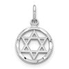 10K White Gold Star Of David in Circle Charm