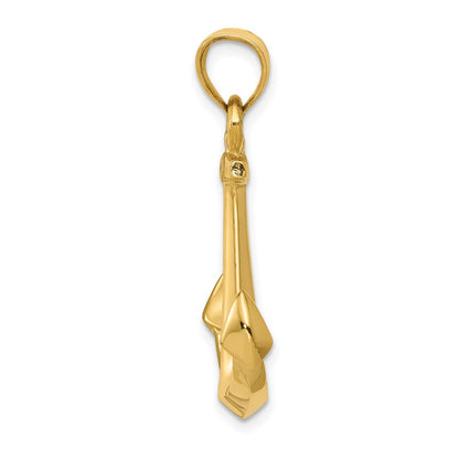10K 3-D Polished Anchor Pendant