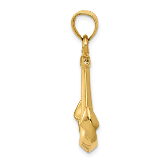 10K 3-D Polished Anchor Pendant