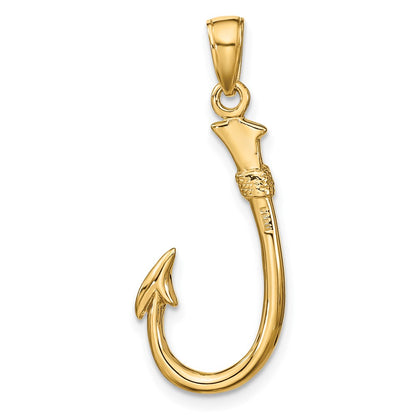 10K 3-D Fish Hook Pendant