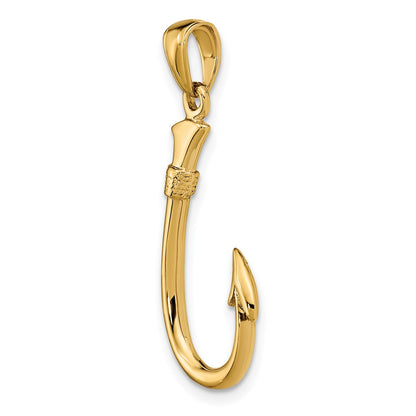 10K 3-D Fish Hook Pendant
