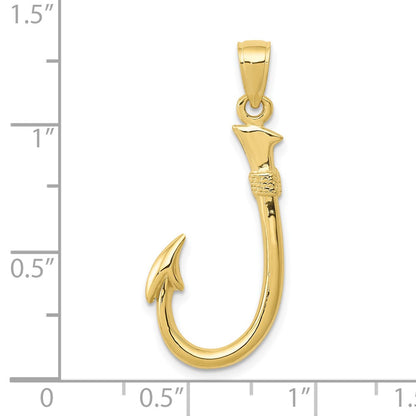 10K 3-D Fish Hook Pendant