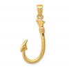 10K 3-D Fish Hook Pendant