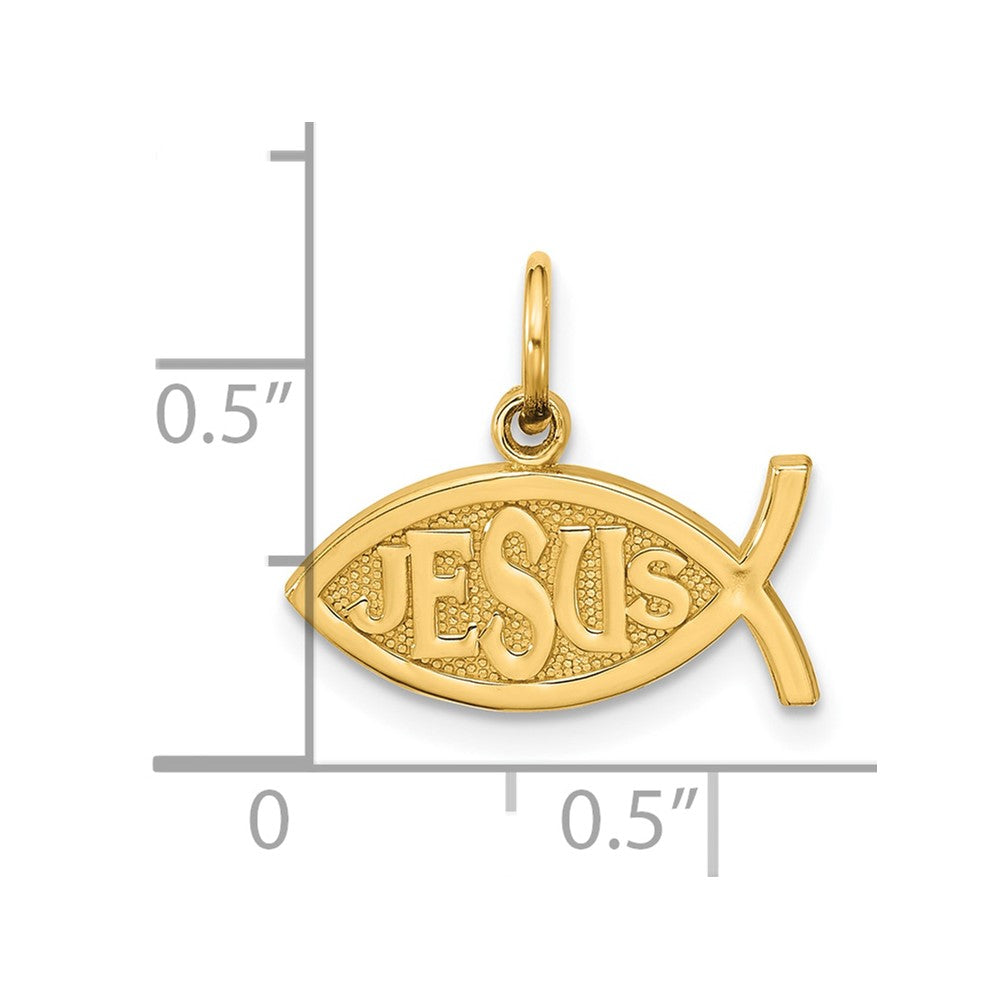 10K Ichthus Fish With JESUS Center Pendant