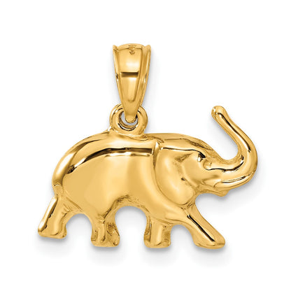 10k Polished 3-D Elephant Pendant