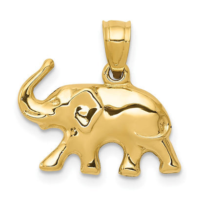 10k Polished 3-D Elephant Pendant