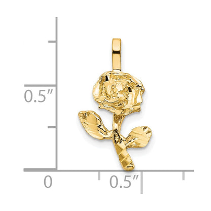 10k Diamond-cut Rose Charm