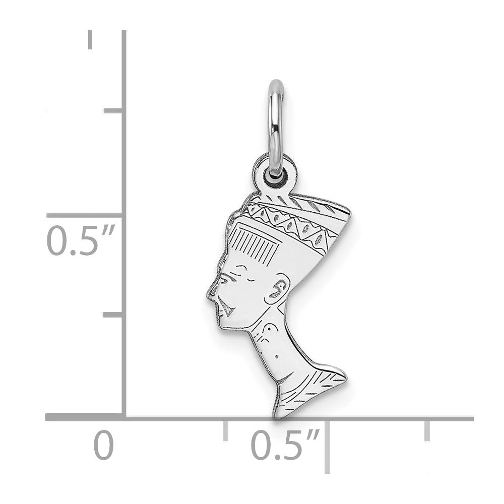 10k White Gold Solid Nefertiti Charm