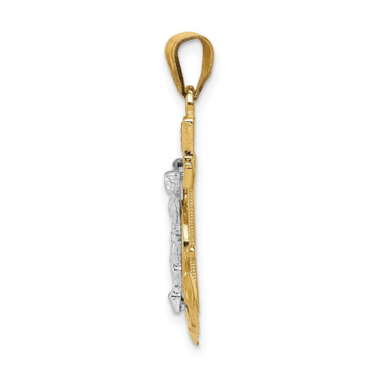 10k Two-tone Diamond-cut Mariners Crucifix Pendant