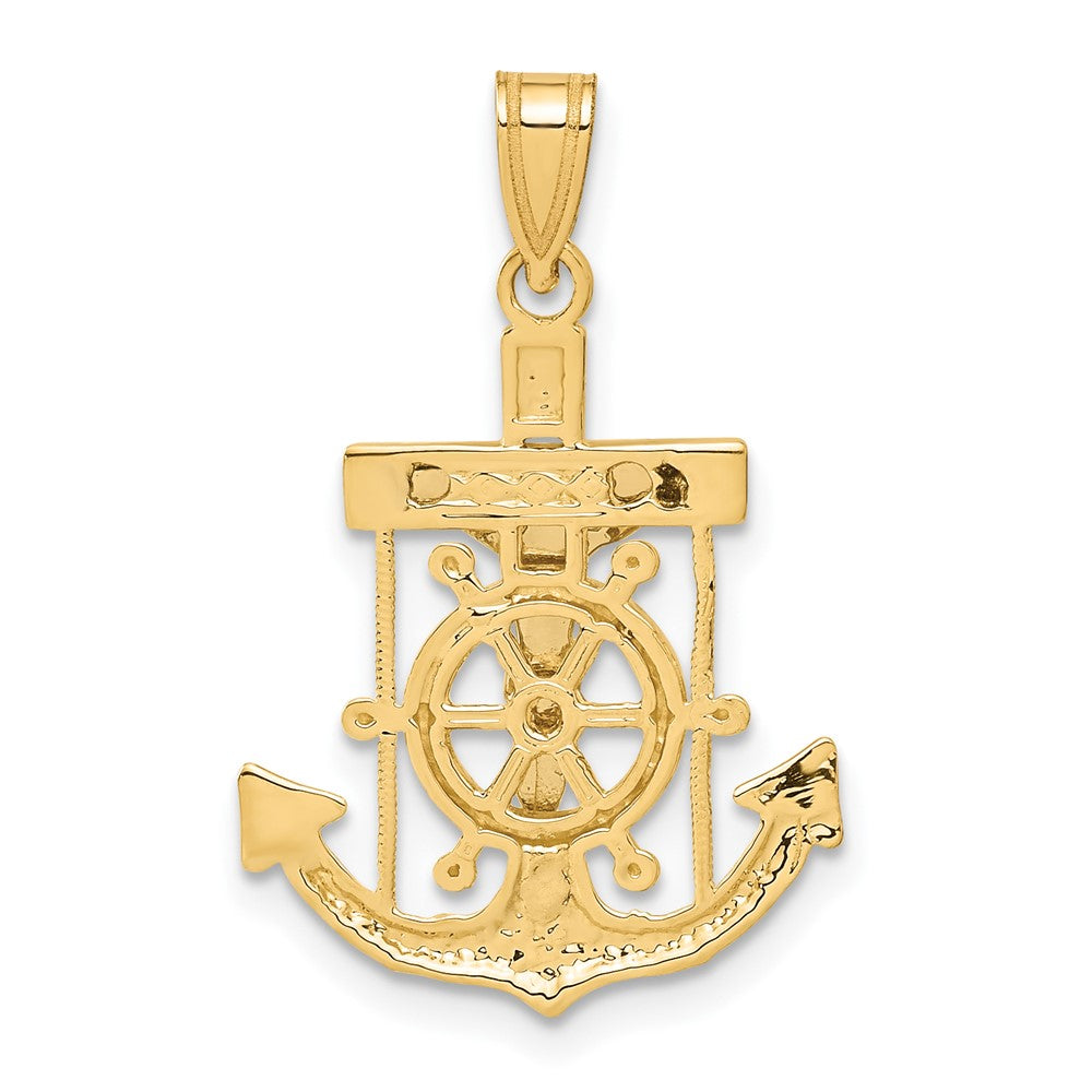 10k Two-tone Diamond-cut Mariner's Cross Pendant