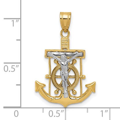 10k Two-tone Diamond-cut Mariners Crucifix Pendant