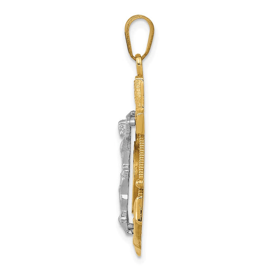 10k Two-tone Diamond-cut Mariners Crucifix Pendant