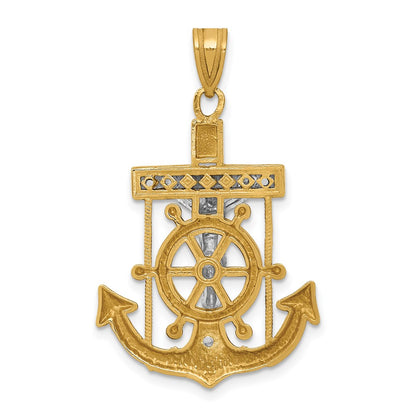 10k Two-tone Diamond-cut Mariners Crucifix Pendant