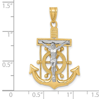 10k Two-tone Diamond-cut Mariners Crucifix Pendant