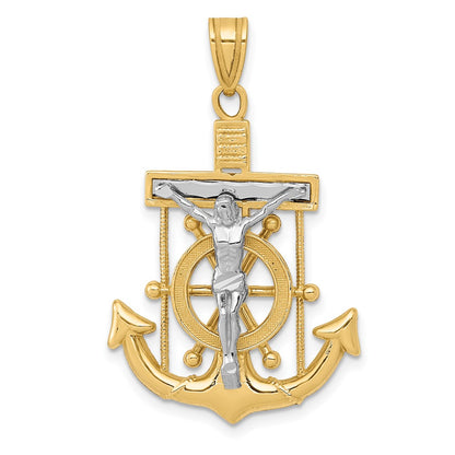 10k Two-tone Diamond-cut Mariners Crucifix Pendant
