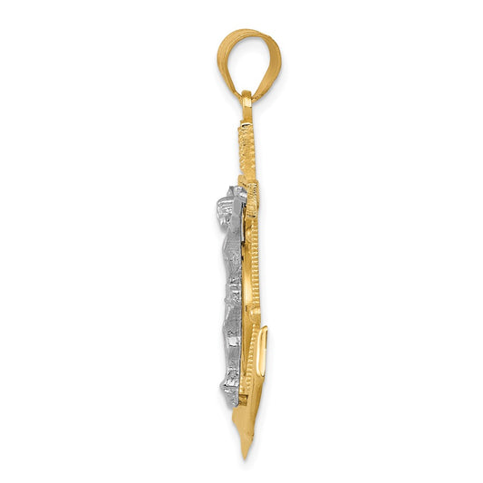 10k Two-tone Diamond-cut Mariners Crucifix Pendant