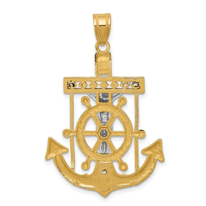 10k Two-tone Diamond-cut Mariners Crucifix Pendant
