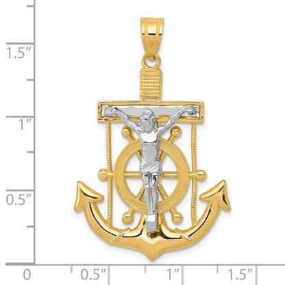 10k Two-tone Diamond-cut Mariners Crucifix Pendant