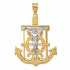 10k Two-tone Diamond-cut Large Mariners Crucifix Pendant
