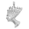 10k White Gold Satin Diamond-cut Nefertiti Pendant