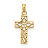 10k Diamond-cut Filigree Cross Pendant